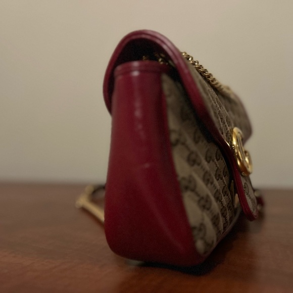 Gucci Gg Marmont Small Matelasse Canvas Shoulder Bag Beige 443497 - Picture 3 of 3